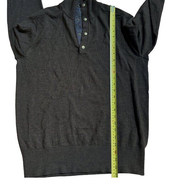 Banana Republic Men's Large Merino Wool Tipped Snap-Placket Sweater Dark Brown - Picture 8 of 9